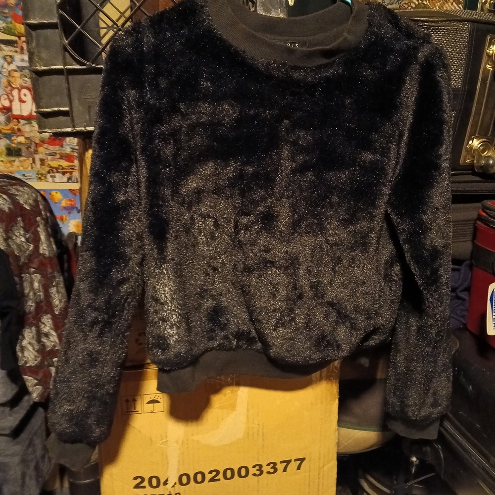 Iris Black Fuzzy Sweater